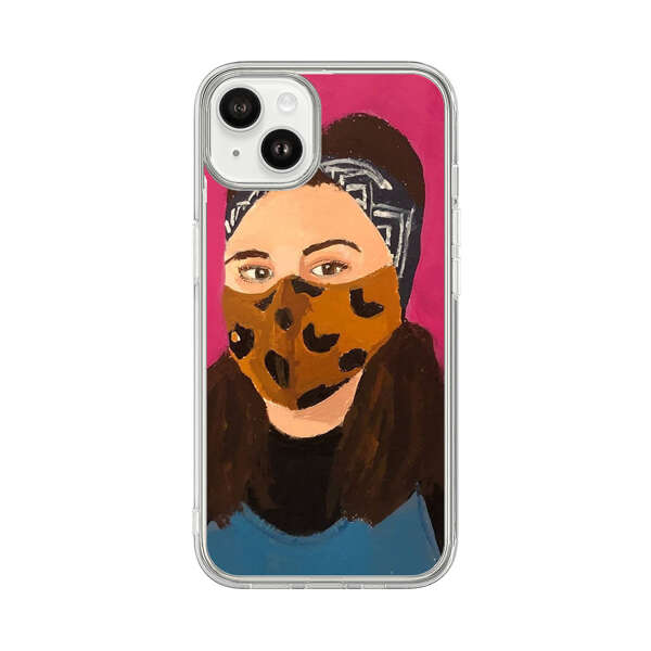 Woman Leopard Print Face Mask iPhone 14 Plus Case