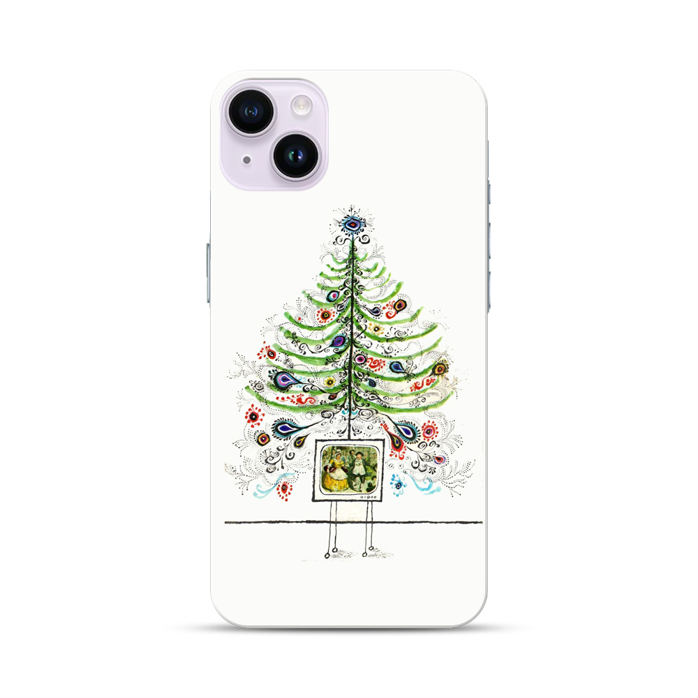 Whimsical Christmas Tree Artistic Design iPhone 14 Plus Hard Case