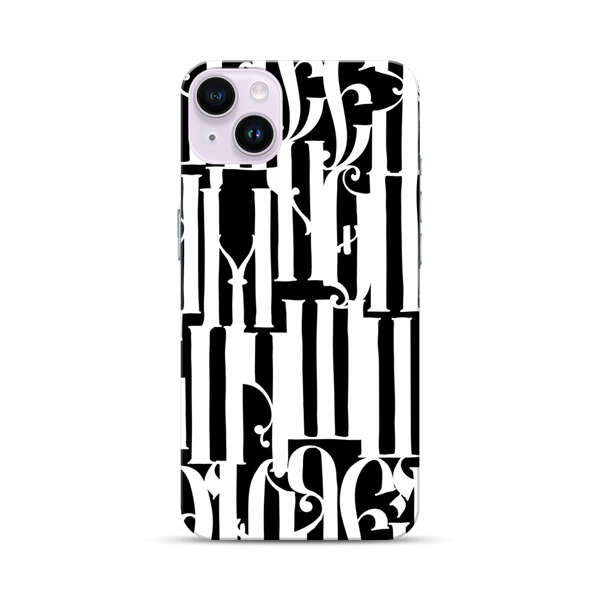 Abstract Black and White Pattern with Ornamental Letters iPhone 14 Plus Hard Case