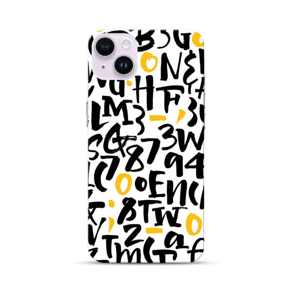 Abstract Typography Letter Number Pattern iPhone 14 Plus Hard Case