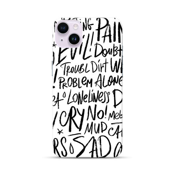 Black and White Negative Words Pattern iPhone 14 Plus Hard Case