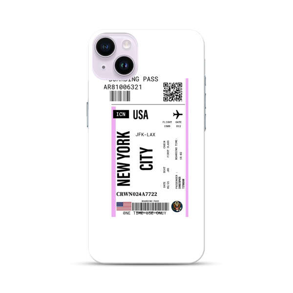 Boarding Pass New York City Flight Ticket iPhone 14 Plus Hard Case