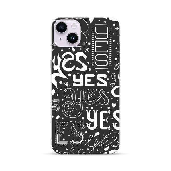 Bold Playful Typography Yes Pattern iPhone 14 Plus Hard Case