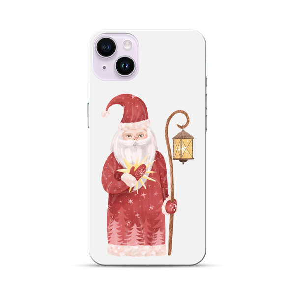 Charming Santa Claus Holding Glowing Heart and Lantern iPhone 14 Plus Hard Case