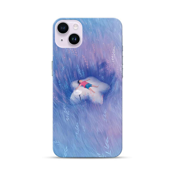 Child Relaxing in Dreamy Field iPhone 14 Plus Hard Case