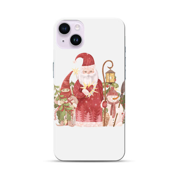 Christmas Santa Elf Snowman Festive Illustration iPhone 14 Plus Hard Case