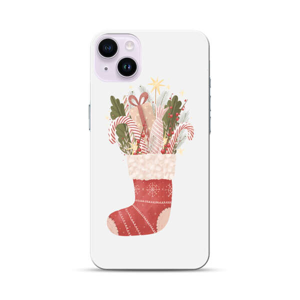 Christmas Stocking with Gifts and Candy Canes iPhone 14 Plus Hard Case