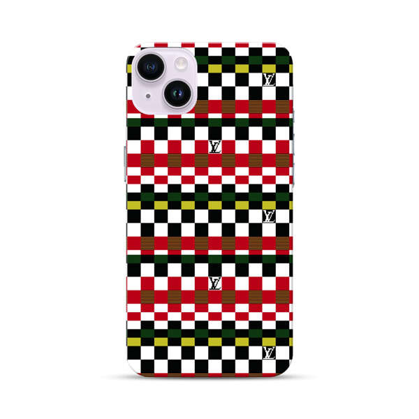 Colorful Checkerboard Stripes Pattern iPhone 14 Plus Hard Case