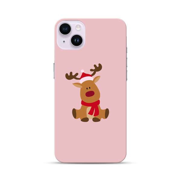 Cute Reindeer with Santa Hat and Red Scarf iPhone 14 Plus Hard Case