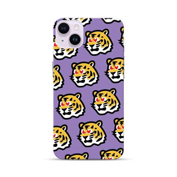 Cute Tiger with Heart Eyes Pattern iPhone 14 Plus Hard Case