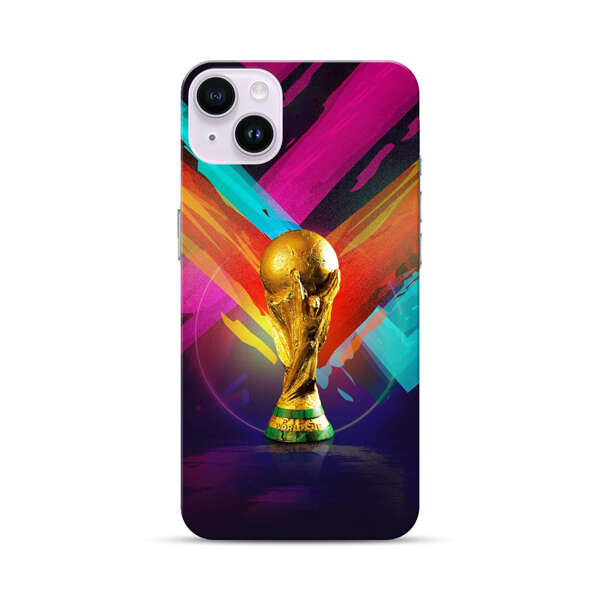 Golden Soccer Trophy with Colorful Abstract Background iPhone 14 Plus Hard Case