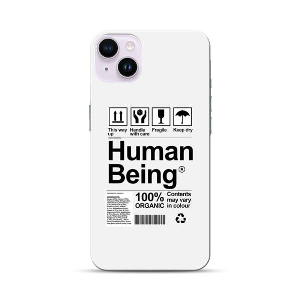 Human Being Fragile Label Design iPhone 14 Plus Hard Case