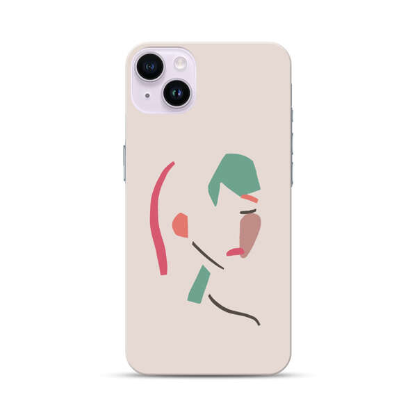 Minimalist Abstract Line Art Woman Face iPhone 14 Plus Hard Case