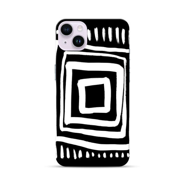 Minimalist Geometric Black and White Design iPhone 14 Plus Hard Case