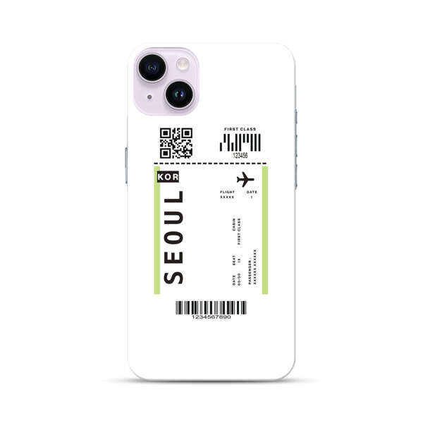 Minimalist Seoul Boarding Pass iPhone 14 Plus Hard Case