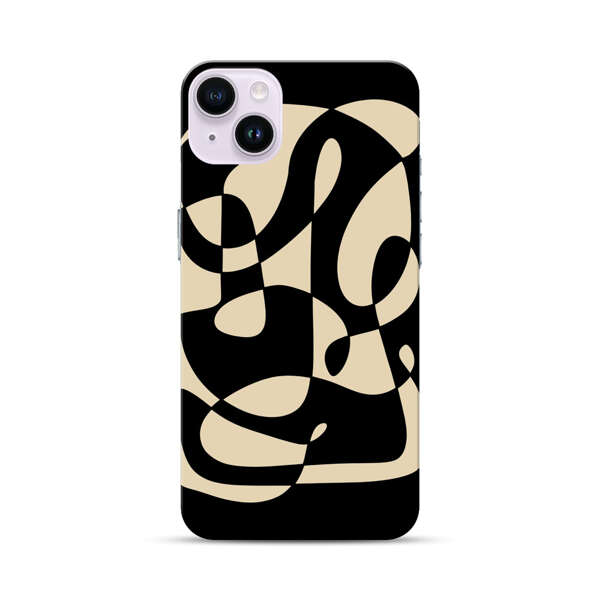 Modern Abstract Beige and Black Geometry iPhone 14 Plus Hard Case