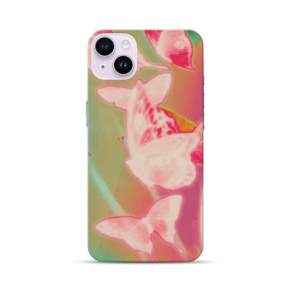 Pink Butterflies Dreamy Colorful Background iPhone 14 Plus Hard Case