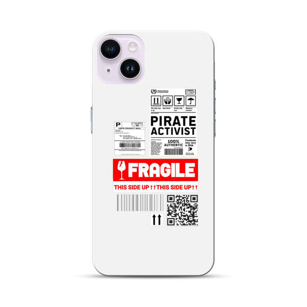 Pirate Activist Fragile Shipping Label iPhone 14 Plus Hard Case