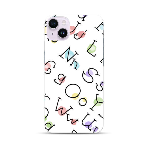 Playful Alphabet Pattern with Colorful Letters iPhone 14 Plus Hard Case