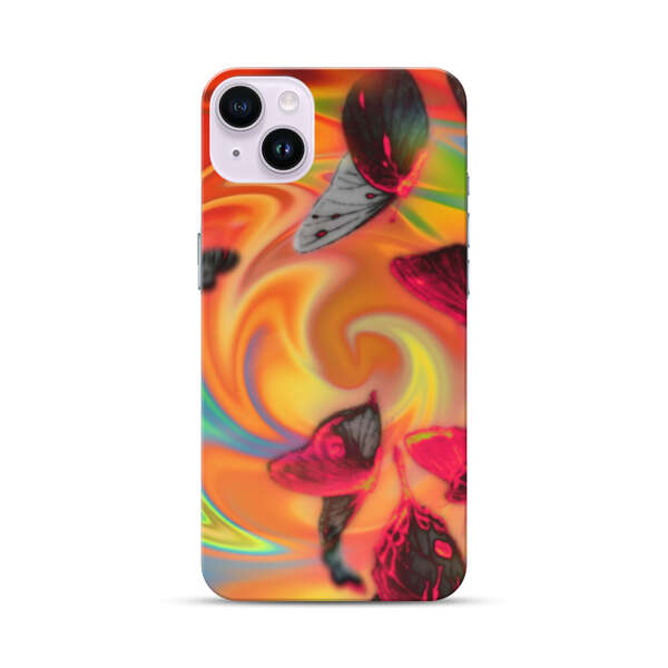 Psychedelic Butterflies Swirl iPhone 14 Plus Hard Case