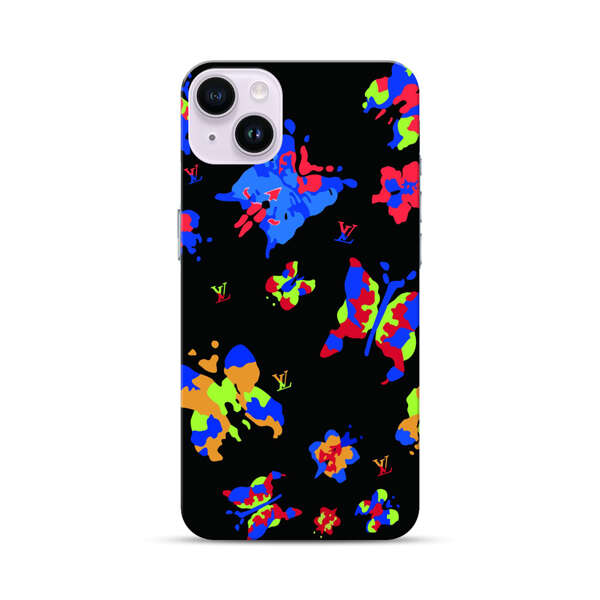 Vibrant Abstract Butterflies and Floral Splashes iPhone 14 Plus Hard Case