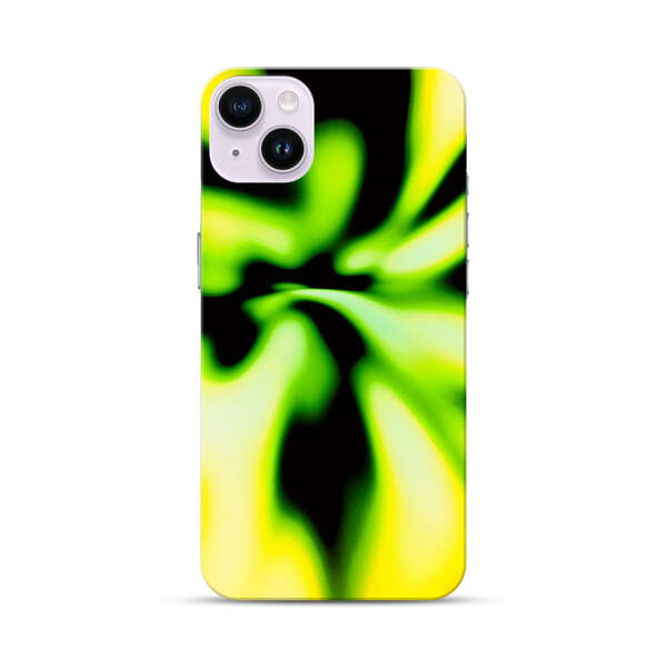 Vibrant Abstract Green and Yellow Swirl iPhone 14 Plus Hard Case