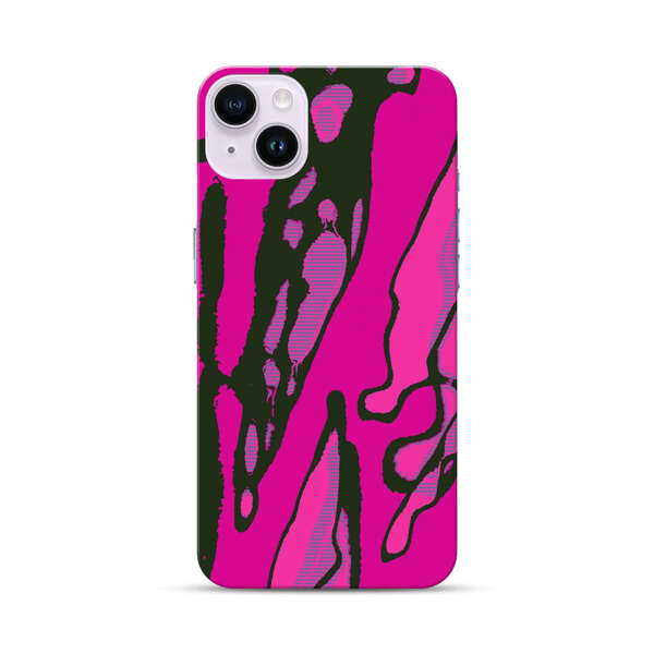 Vibrant Abstract Magenta Black Pattern iPhone 14 Plus Hard Case