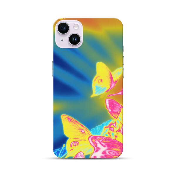 Vibrant Colorful Neon Butterflies Abstract iPhone 14 Plus Hard Case