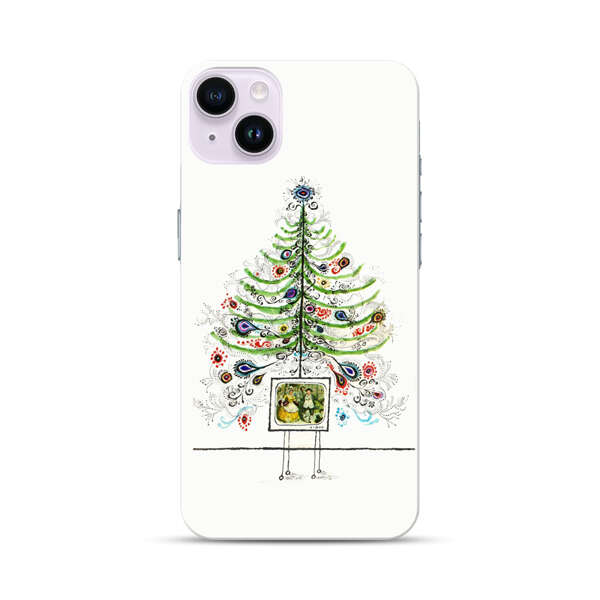 Whimsical Christmas Tree Artistic Design iPhone 14 Plus Hard Case