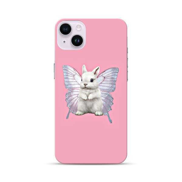 White Bunny with Butterfly Wings iPhone 14 Plus Hard Case