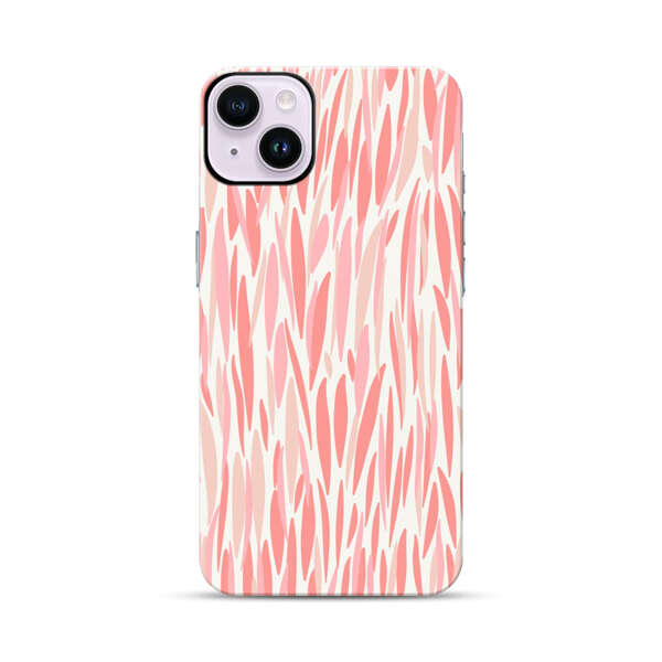 Abstract Coral Wavy Lines Pattern iPhone 14 Plus Impact Case