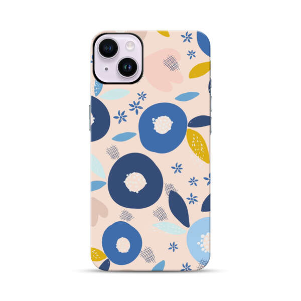 Abstract Floral Pattern with Blue, Pink and Mustard Flowers iPhone 14 Plus Impact Case