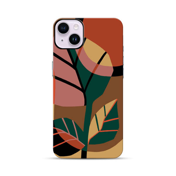Abstract Geometric Leaves Design iPhone 14 Plus Impact Case