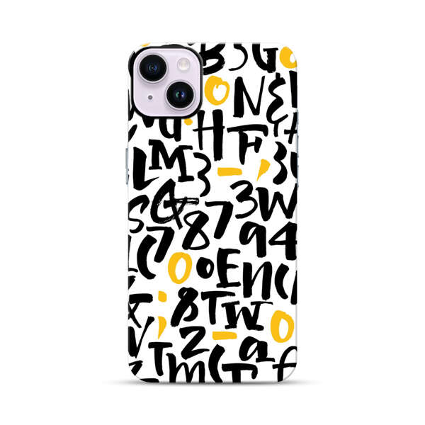 Abstract Typography Letter Number Pattern iPhone 14 Plus Impact Case