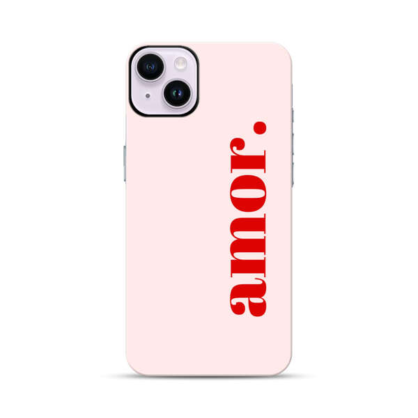 Amor Love Bold Red Text iPhone 14 Plus Impact Case