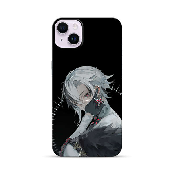 Anime Character with Silver Hair and Dark Feathers iPhone 14 Plus Impact Case