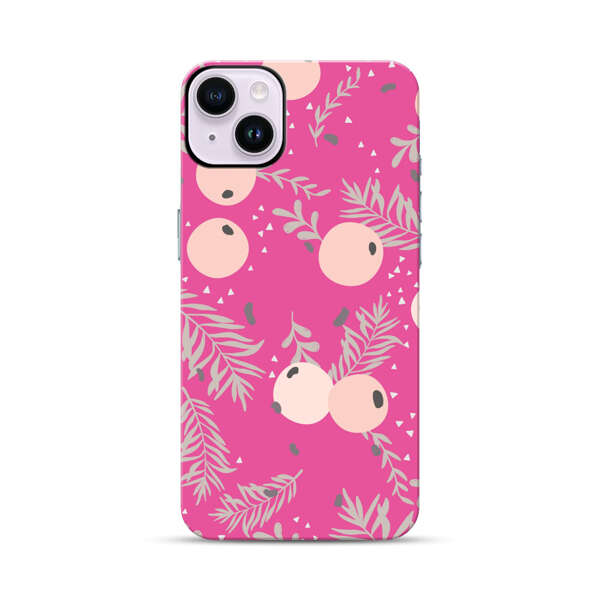 Berries Floral Pattern Pink Background iPhone 14 Plus Impact Case