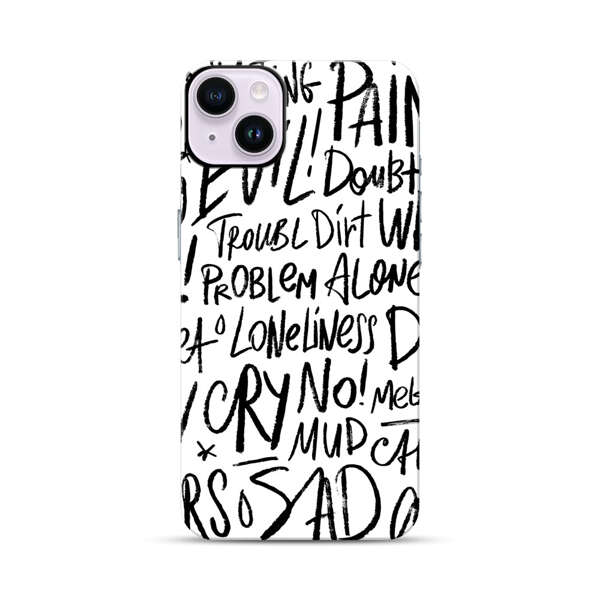 Black and White Negative Words Pattern iPhone 14 Plus Impact Case