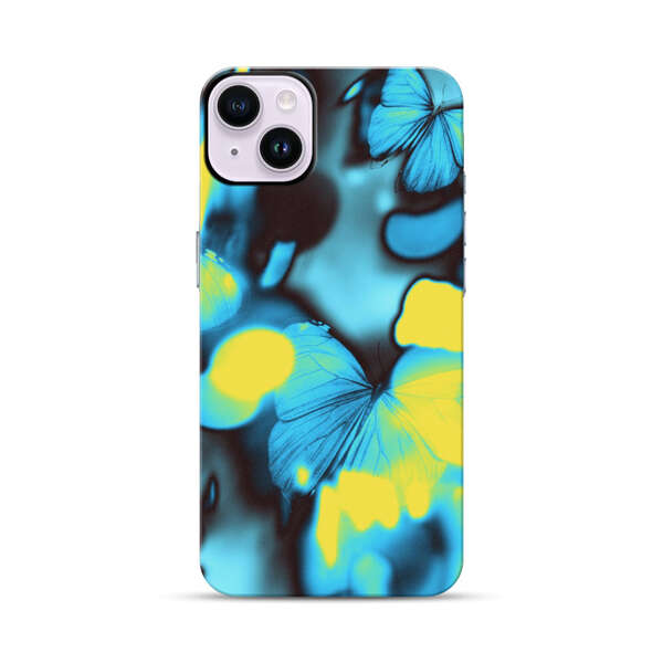 Blue Butterflies Glowing Abstract Background iPhone 14 Plus Impact Case