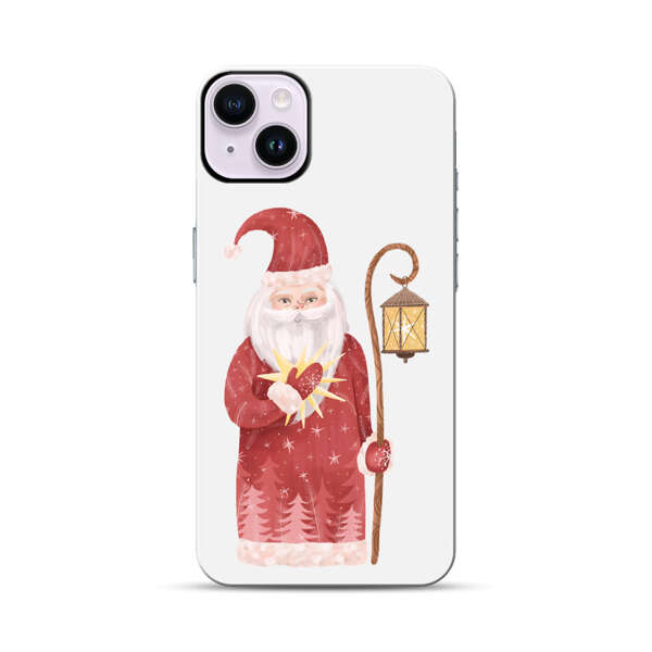 Charming Santa Claus Holding Glowing Heart and Lantern iPhone 14 Plus Impact Case