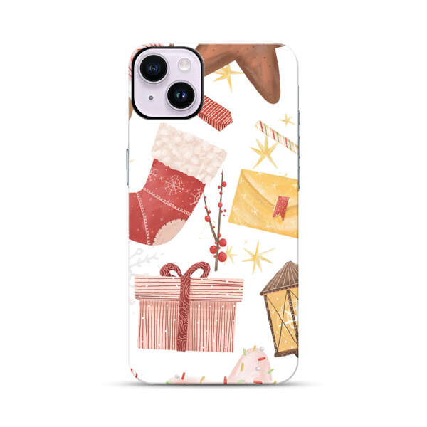 Christmas Festive Pattern with Gingerbread and Gifts iPhone 14 Plus Impact Case