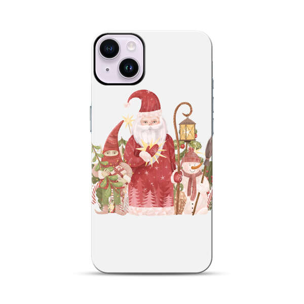 Christmas Santa Elf Snowman Festive Illustration iPhone 14 Plus Impact Case