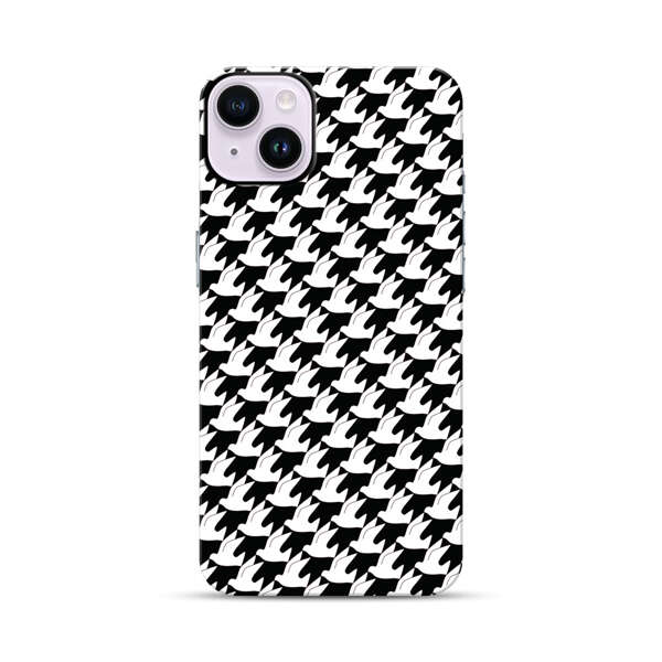 Classic Black and White Houndstooth Pattern iPhone 14 Plus Impact Case