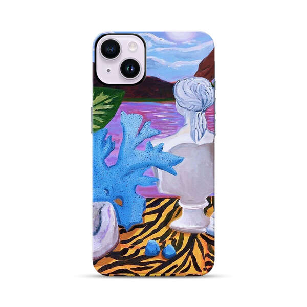 Classical Statues and Tropical Plants by the Ocean iPhone 14 Plus Impact Case