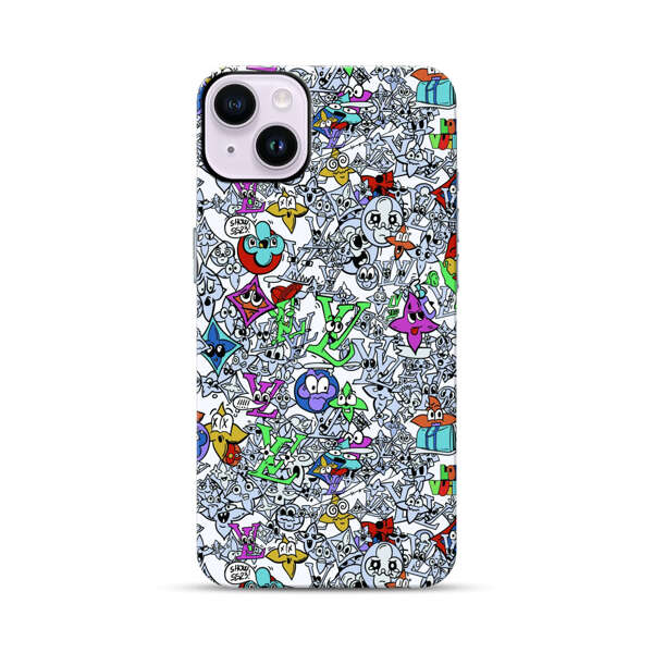 Colorful Cartoon Graffiti Pattern iPhone 14 Plus Impact Case