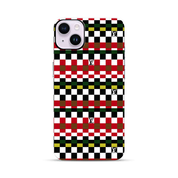 Colorful Checkerboard Stripes Pattern iPhone 14 Plus Impact Case