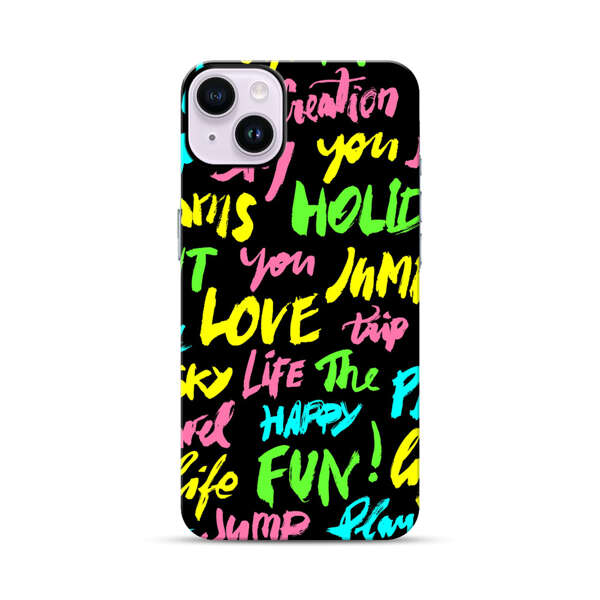Colorful Positive Motivational Words Pattern iPhone 14 Plus Impact Case