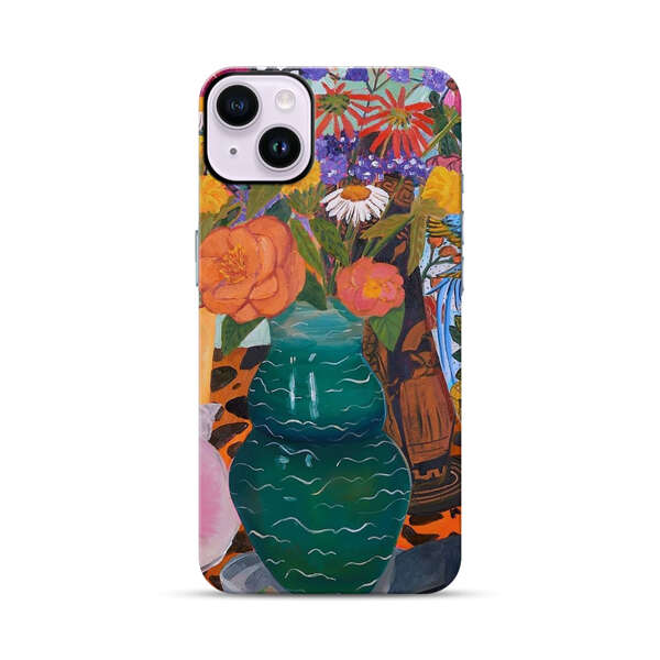 Colorful Still Life with Flower Vases and Shell iPhone 14 Plus Impact Case