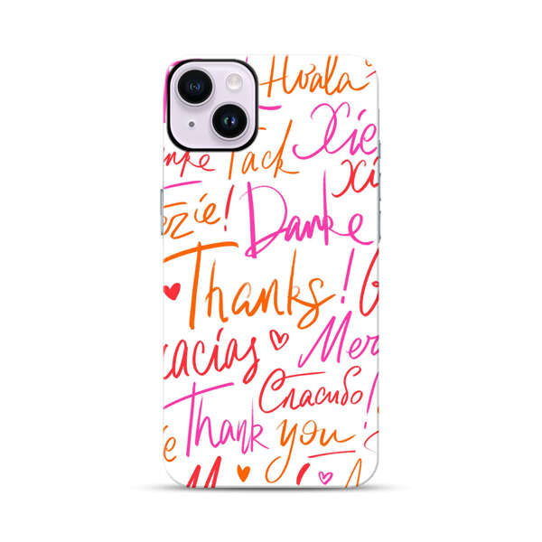 Colorful Thank You Multilingual Pattern iPhone 14 Plus Impact Case