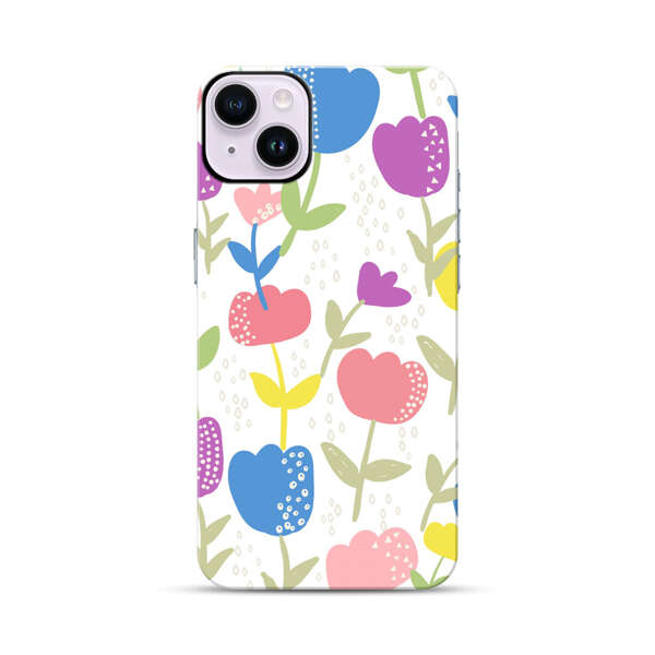 Colorful Tulip Floral Pattern iPhone 14 Plus Impact Case